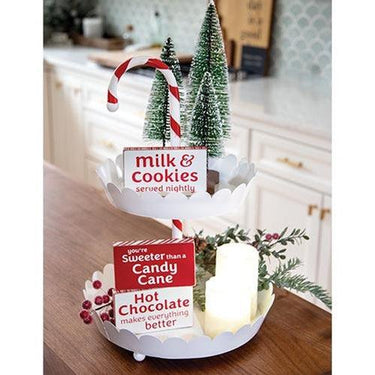 Candy Cane Two-Tiered Tray - The Fox Decor